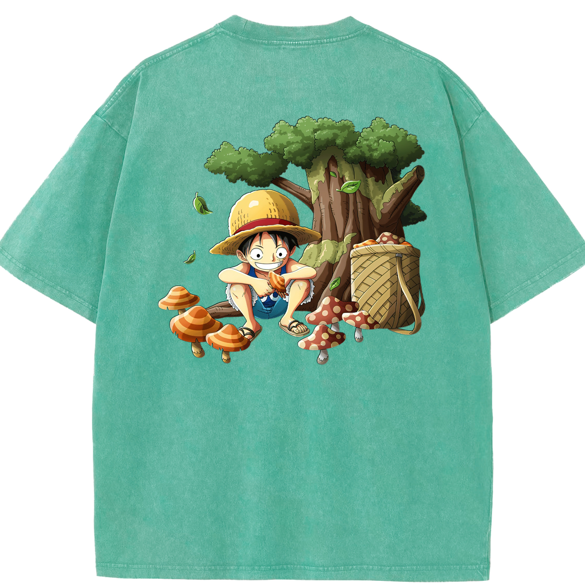 ワンピース モンキー・D・ルフィ ONE PIECE Monkey D. Luffy 綿100% ヴィンテージ風 半袖Tシャツ（背面プリント）